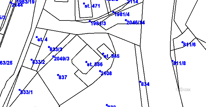Parcela st. 945 v KÚ Rokytnice u Vsetína, Katastrální mapa