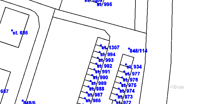 Parcela st. 994 v KÚ Rokytnice u Vsetína, Katastrální mapa