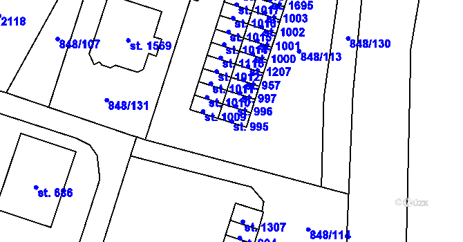 Parcela st. 995 v KÚ Rokytnice u Vsetína, Katastrální mapa