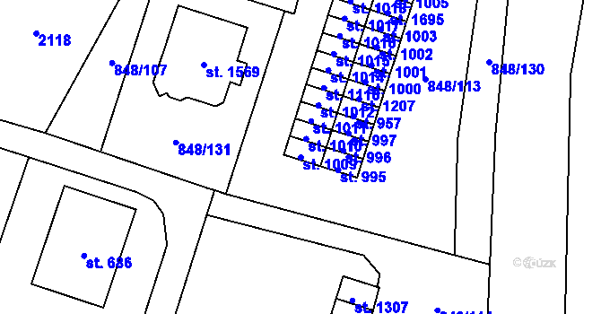 Parcela st. 1009 v KÚ Rokytnice u Vsetína, Katastrální mapa