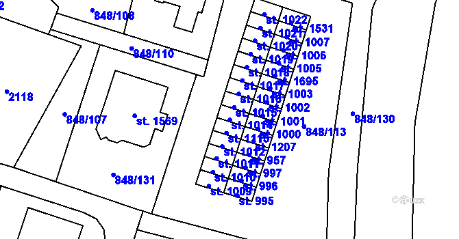 Parcela st. 1014 v KÚ Rokytnice u Vsetína, Katastrální mapa