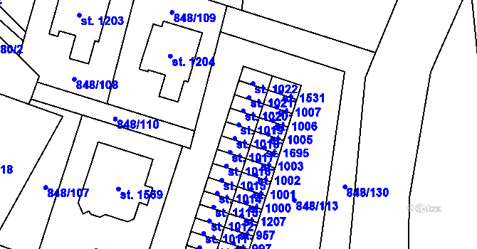 Parcela st. 1019 v KÚ Rokytnice u Vsetína, Katastrální mapa