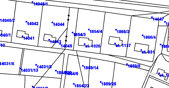 Parcela st. 1026 v KÚ Rokytnice u Vsetína, Katastrální mapa