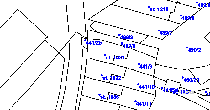 Parcela st. 1031 v KÚ Rokytnice u Vsetína, Katastrální mapa