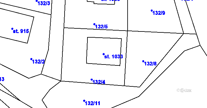 Parcela st. 1033 v KÚ Rokytnice u Vsetína, Katastrální mapa