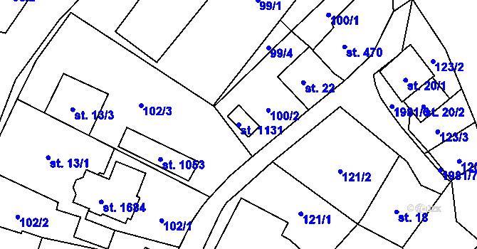 Parcela st. 1131 v KÚ Rokytnice u Vsetína, Katastrální mapa