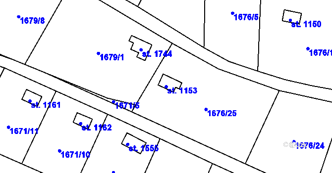 Parcela st. 1153 v KÚ Rokytnice u Vsetína, Katastrální mapa