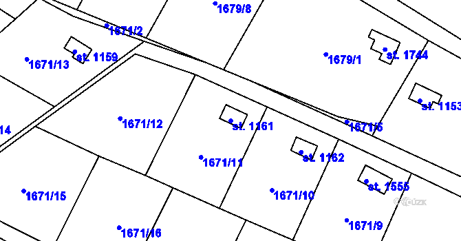 Parcela st. 1161 v KÚ Rokytnice u Vsetína, Katastrální mapa