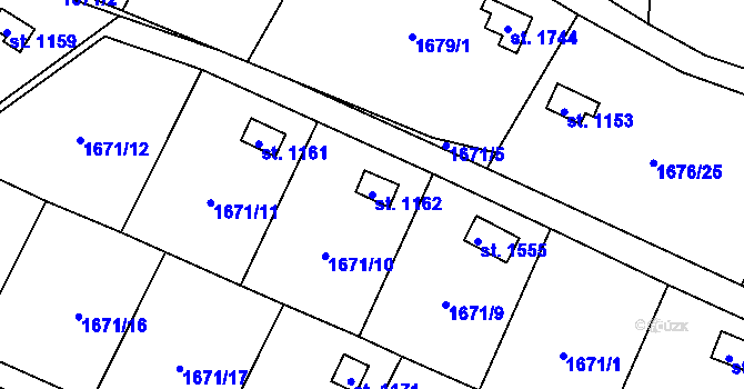 Parcela st. 1162 v KÚ Rokytnice u Vsetína, Katastrální mapa
