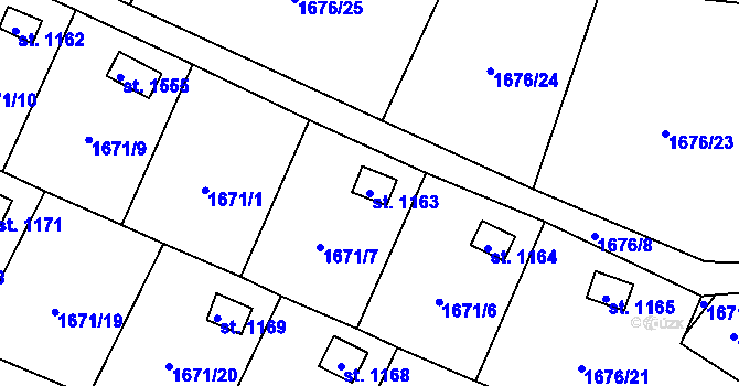 Parcela st. 1163 v KÚ Rokytnice u Vsetína, Katastrální mapa