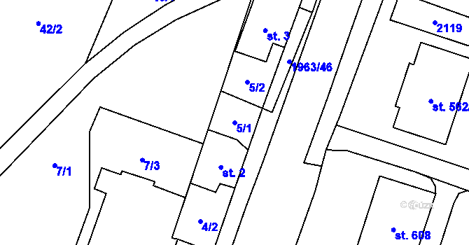 Parcela st. 5/1 v KÚ Rokytnice u Vsetína, Katastrální mapa