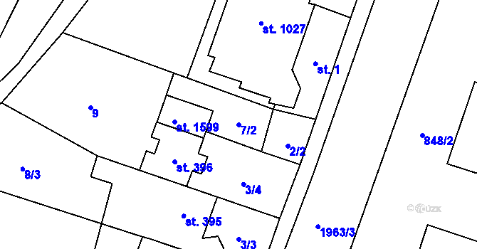 Parcela st. 7/2 v KÚ Rokytnice u Vsetína, Katastrální mapa
