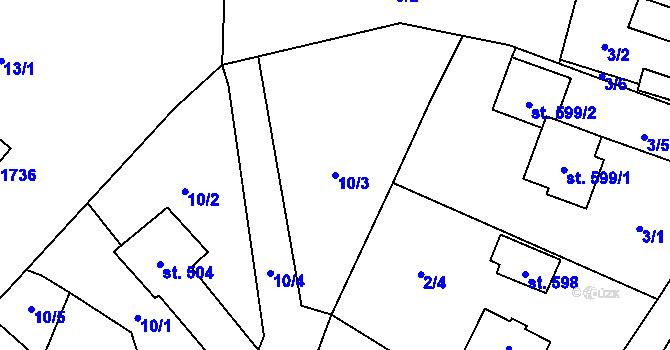 Parcela st. 10/3 v KÚ Rokytnice u Vsetína, Katastrální mapa