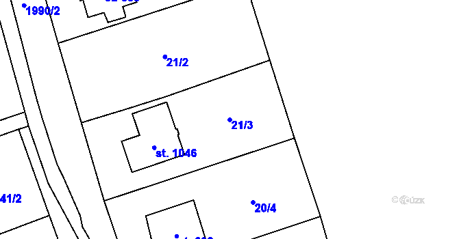 Parcela st. 21/3 v KÚ Rokytnice u Vsetína, Katastrální mapa