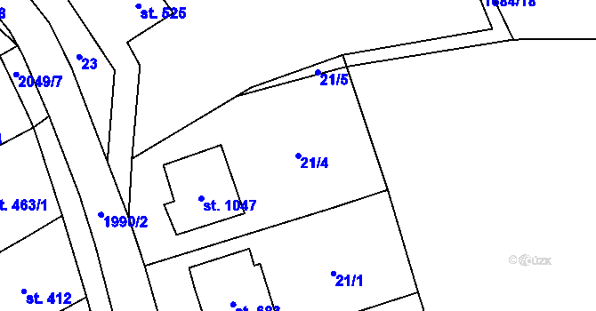 Parcela st. 21/4 v KÚ Rokytnice u Vsetína, Katastrální mapa
