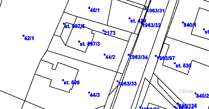 Parcela st. 44/2 v KÚ Rokytnice u Vsetína, Katastrální mapa