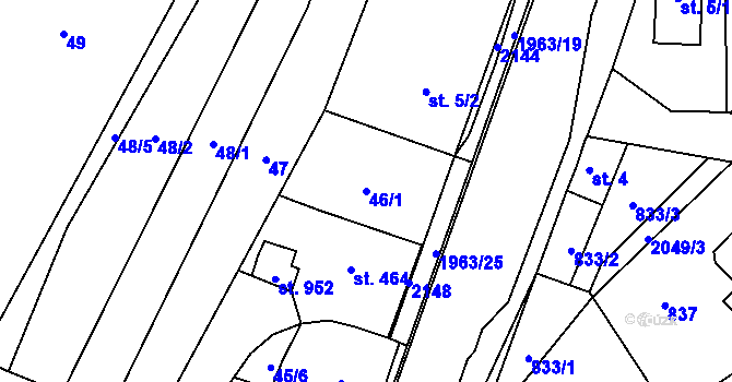 Parcela st. 46/1 v KÚ Rokytnice u Vsetína, Katastrální mapa