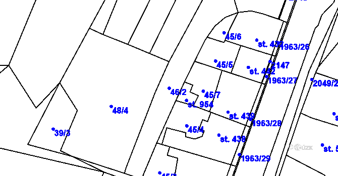 Parcela st. 46/2 v KÚ Rokytnice u Vsetína, Katastrální mapa