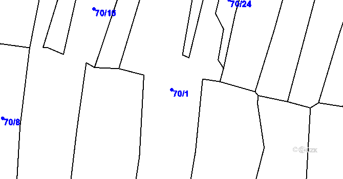 Parcela st. 70/1 v KÚ Rokytnice u Vsetína, Katastrální mapa