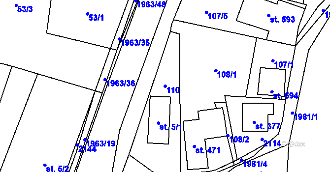 Parcela st. 110 v KÚ Rokytnice u Vsetína, Katastrální mapa