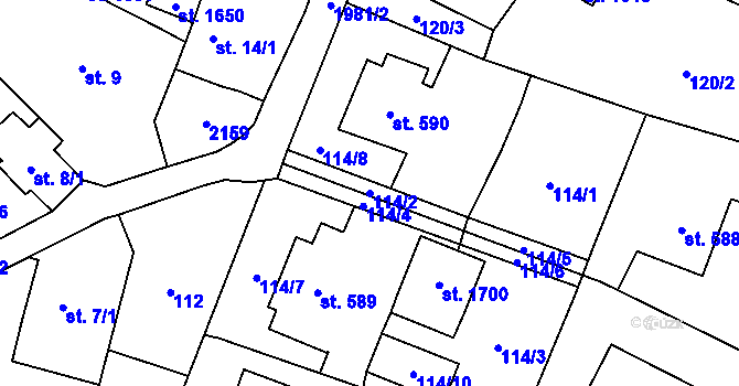 Parcela st. 114/2 v KÚ Rokytnice u Vsetína, Katastrální mapa