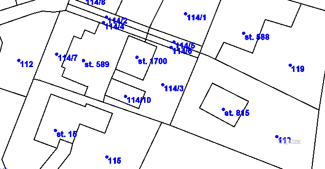 Parcela st. 114/3 v KÚ Rokytnice u Vsetína, Katastrální mapa