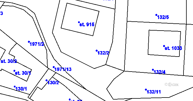 Parcela st. 132/2 v KÚ Rokytnice u Vsetína, Katastrální mapa