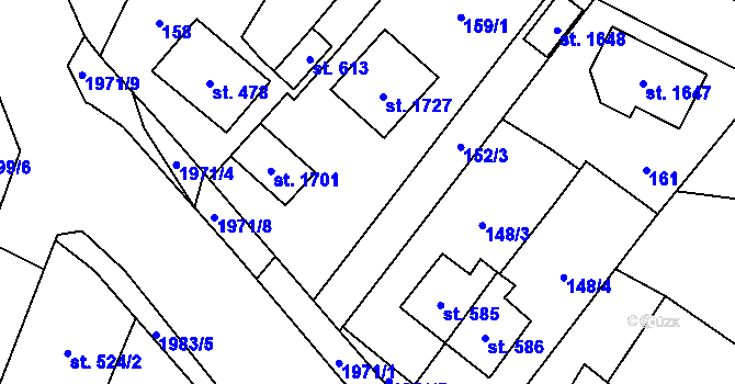 Parcela st. 152/1 v KÚ Rokytnice u Vsetína, Katastrální mapa