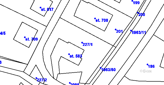 Parcela st. 227/1 v KÚ Rokytnice u Vsetína, Katastrální mapa