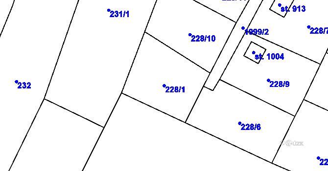 Parcela st. 228/1 v KÚ Rokytnice u Vsetína, Katastrální mapa