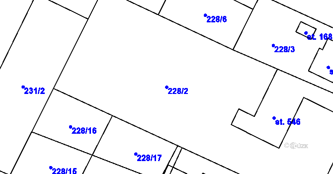 Parcela st. 228/2 v KÚ Rokytnice u Vsetína, Katastrální mapa