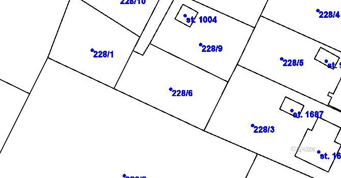 Parcela st. 228/6 v KÚ Rokytnice u Vsetína, Katastrální mapa