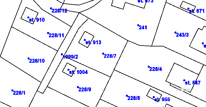 Parcela st. 228/7 v KÚ Rokytnice u Vsetína, Katastrální mapa