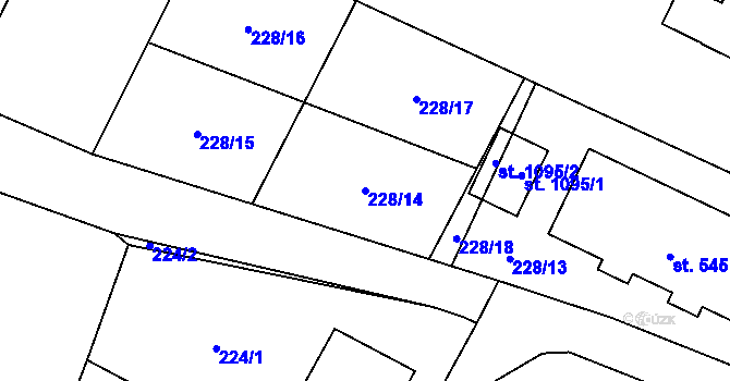 Parcela st. 228/14 v KÚ Rokytnice u Vsetína, Katastrální mapa