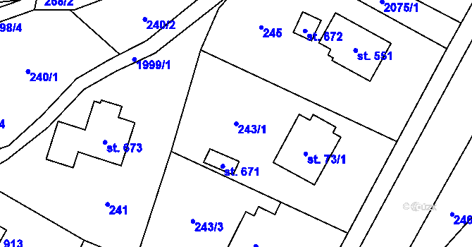 Parcela st. 243/1 v KÚ Rokytnice u Vsetína, Katastrální mapa