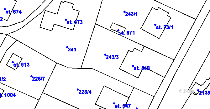 Parcela st. 243/3 v KÚ Rokytnice u Vsetína, Katastrální mapa
