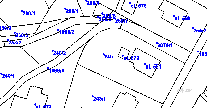 Parcela st. 245 v KÚ Rokytnice u Vsetína, Katastrální mapa