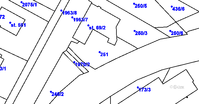 Parcela st. 251 v KÚ Rokytnice u Vsetína, Katastrální mapa