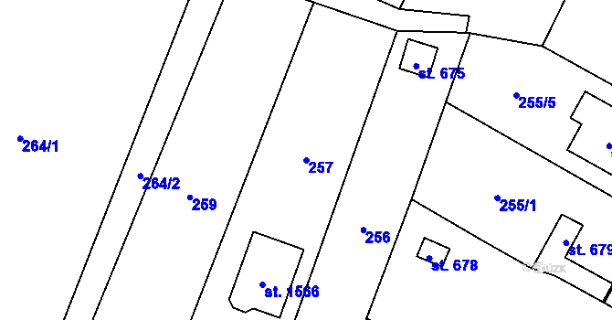 Parcela st. 257 v KÚ Rokytnice u Vsetína, Katastrální mapa