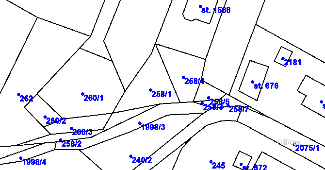 Parcela st. 258/6 v KÚ Rokytnice u Vsetína, Katastrální mapa