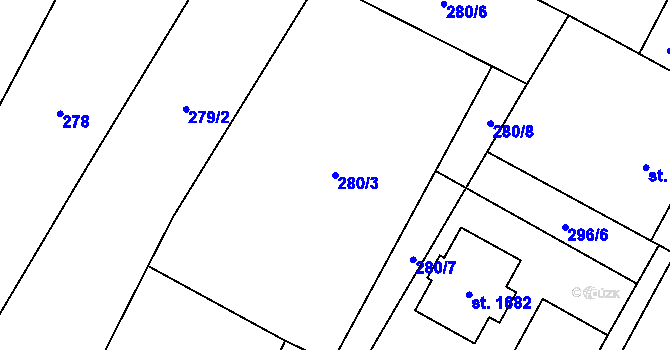 Parcela st. 280/3 v KÚ Rokytnice u Vsetína, Katastrální mapa