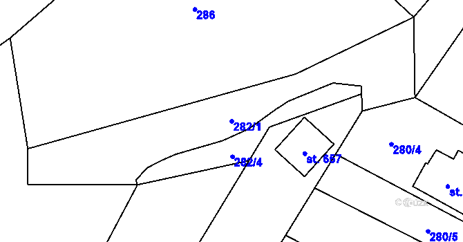 Parcela st. 282/1 v KÚ Rokytnice u Vsetína, Katastrální mapa