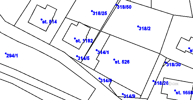 Parcela st. 314/1 v KÚ Rokytnice u Vsetína, Katastrální mapa