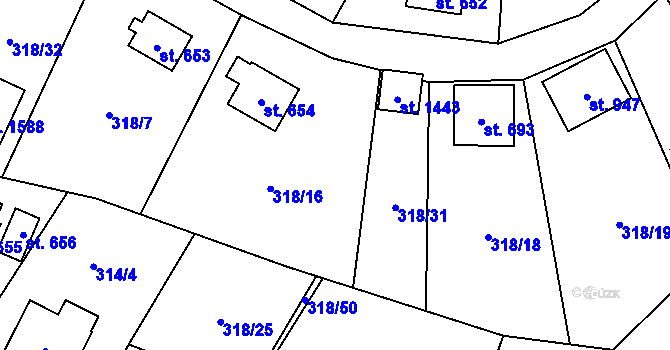 Parcela st. 318/17 v KÚ Rokytnice u Vsetína, Katastrální mapa