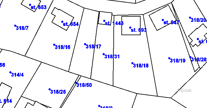 Parcela st. 318/31 v KÚ Rokytnice u Vsetína, Katastrální mapa