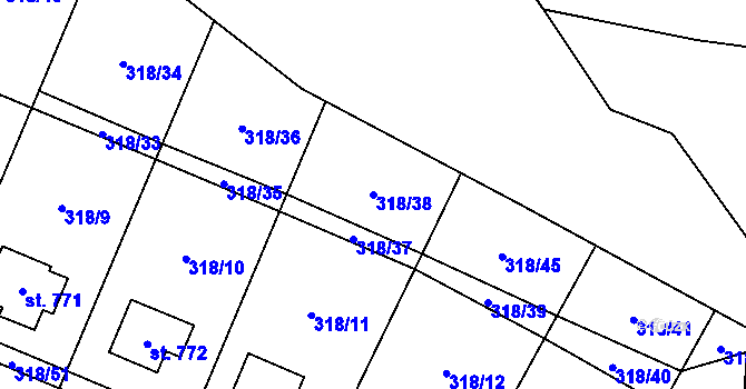 Parcela st. 318/38 v KÚ Rokytnice u Vsetína, Katastrální mapa