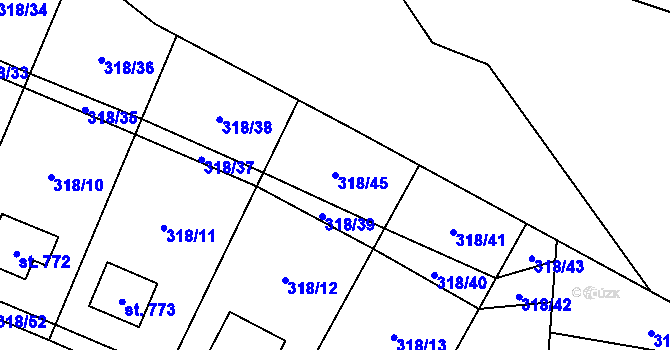 Parcela st. 318/45 v KÚ Rokytnice u Vsetína, Katastrální mapa