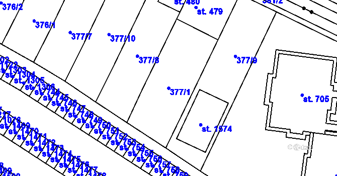 Parcela st. 377/1 v KÚ Rokytnice u Vsetína, Katastrální mapa