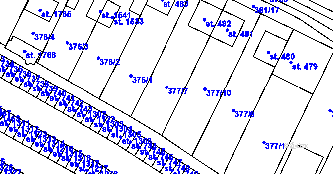 Parcela st. 377/7 v KÚ Rokytnice u Vsetína, Katastrální mapa