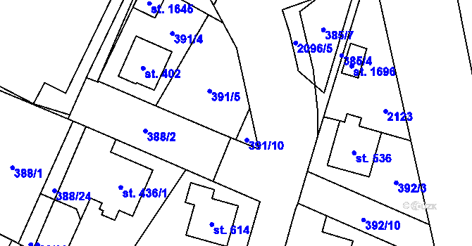 Parcela st. 391/6 v KÚ Rokytnice u Vsetína, Katastrální mapa